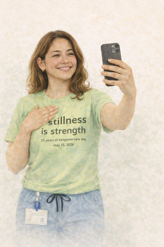 USA and International Delivery (includes shipping): Official 15th Anniversary Kangaroo Care Day T-Shirt (May 15, 2026)