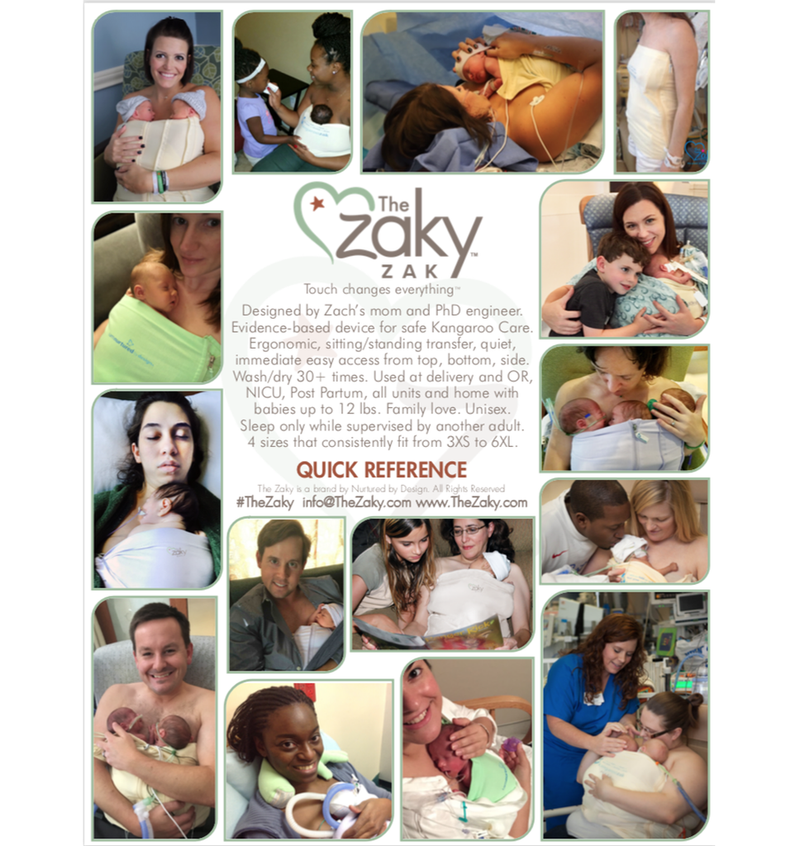 The Zaky ZAK®, The Kangaroo Care and Breastfeeding Safety Device for babies weighing 1-15 lbs.
