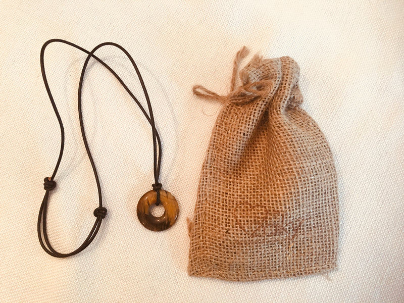 Eternity Circle Tiger's Eye
Adjustable Leather Necklace